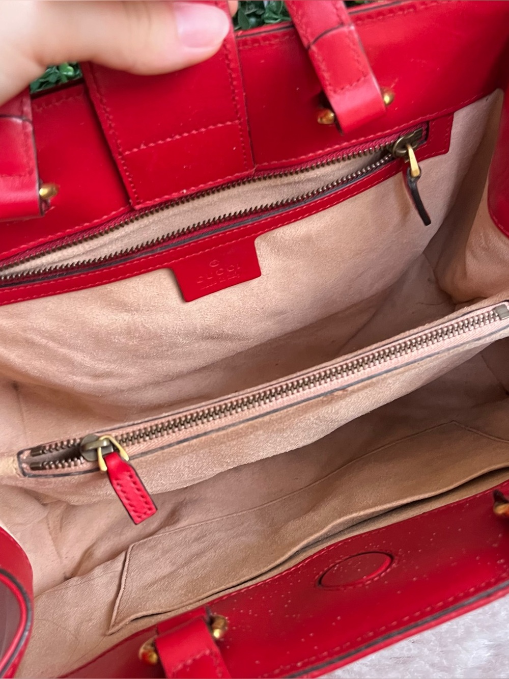 GUCCI Red Marmont GG Disco Red Satchel Tote + Dustbag - Picture 9 of 11